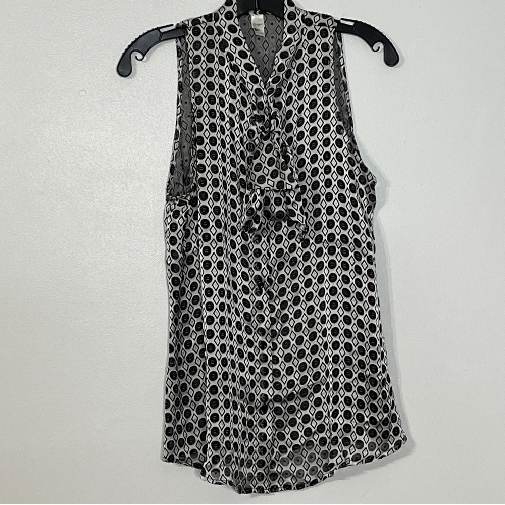 Chiffon by American Apparel Black White Diamond Circles Sleeveless Top